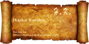 Hupka Kardos névjegykártya